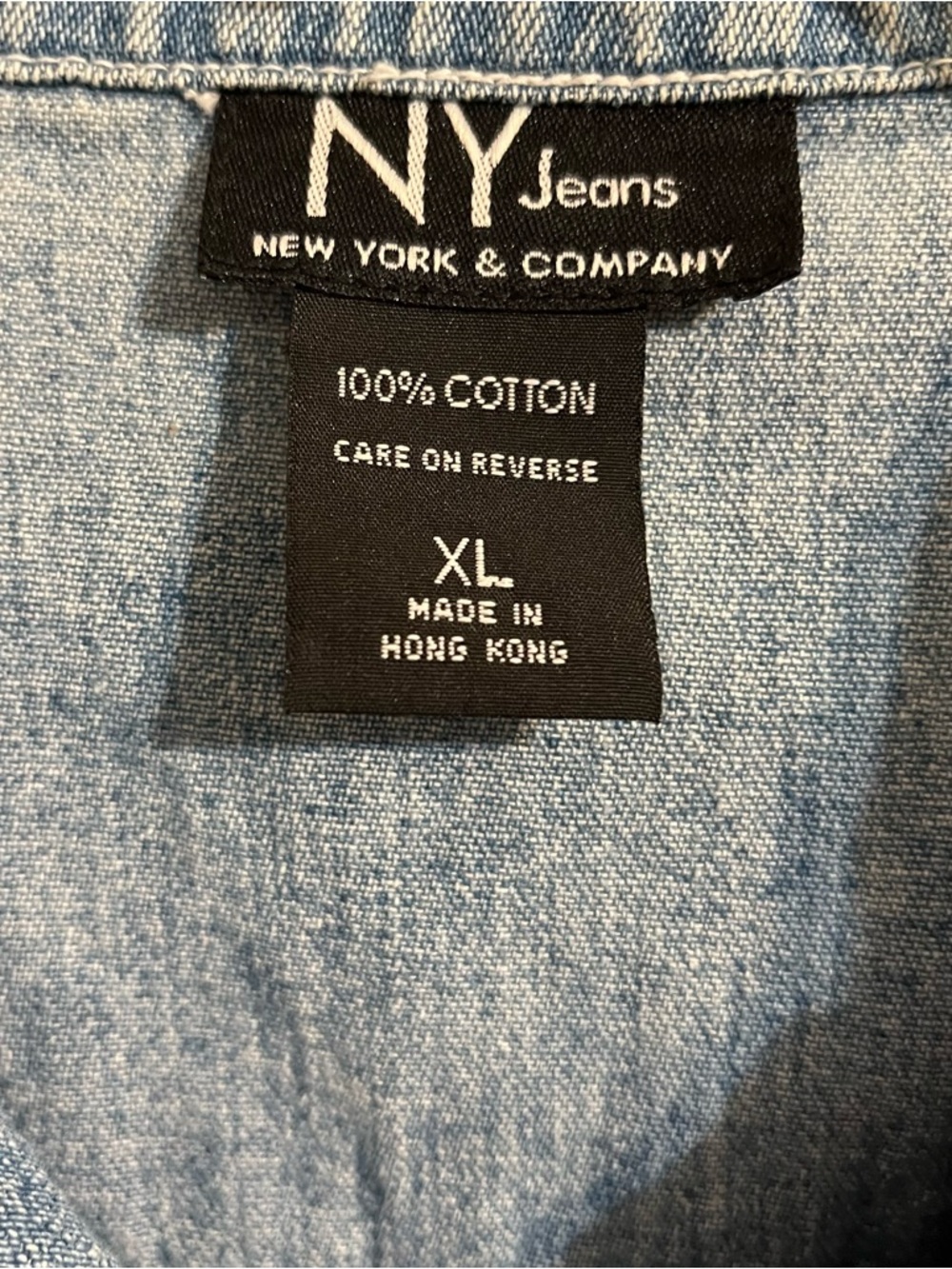 New York & Company Light Blue Short Sleeve Denim Shirt - NY Jeans Label Zip Up - Picture 3 of 7